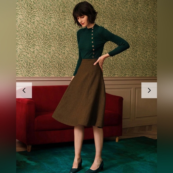 RIHOAS Green Mock Neck Ribbed Knit Tee Top Size Medium - Picture 4 of 6